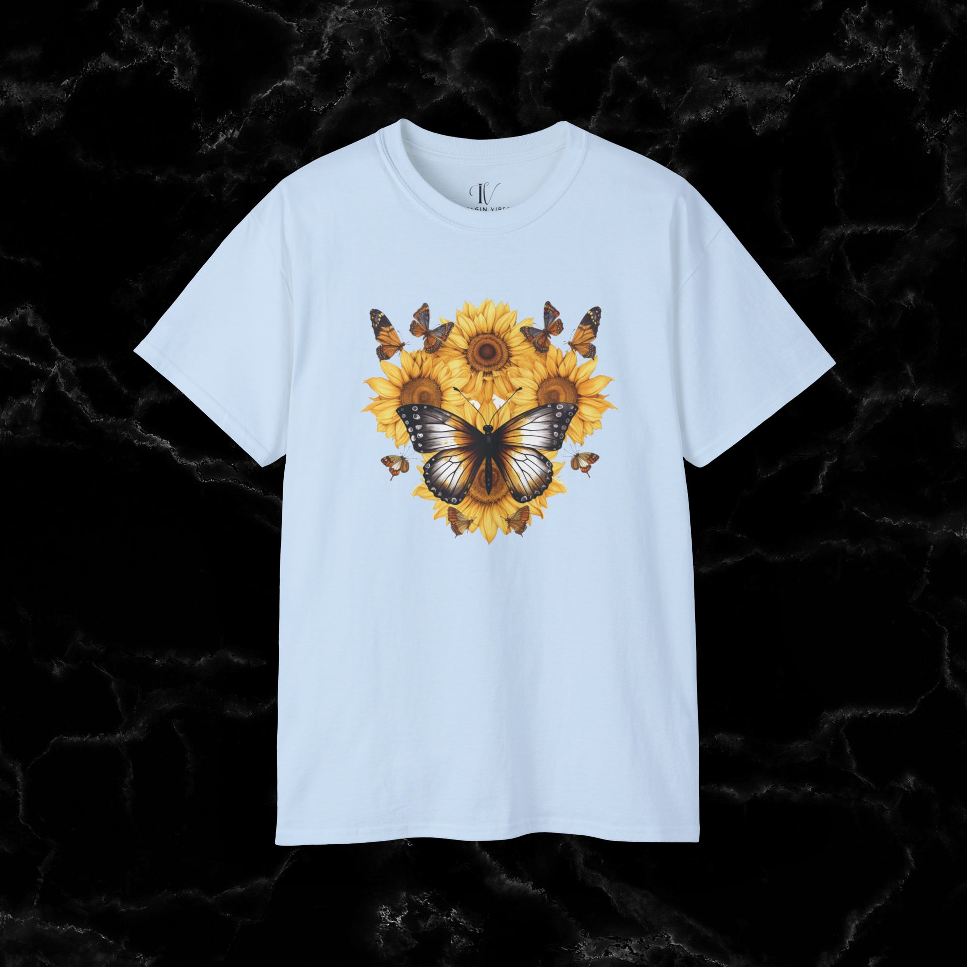Sunflower Shirt - A Floral Tee, Garden Shirt, and Women's Fall Shirt with Nature-Inspired Design T-Shirt Light Blue S 