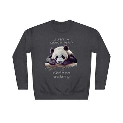 Lazy Panda Just a Quick Nap Sweatshirt | Embrace Cozy Relaxation | Funny Panda Sweatshirt Sweatshirt Charcoal Heather S 