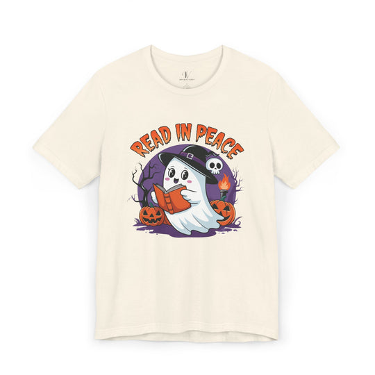 Read In Peace Ghost Halloween Bookworm T-Shirt