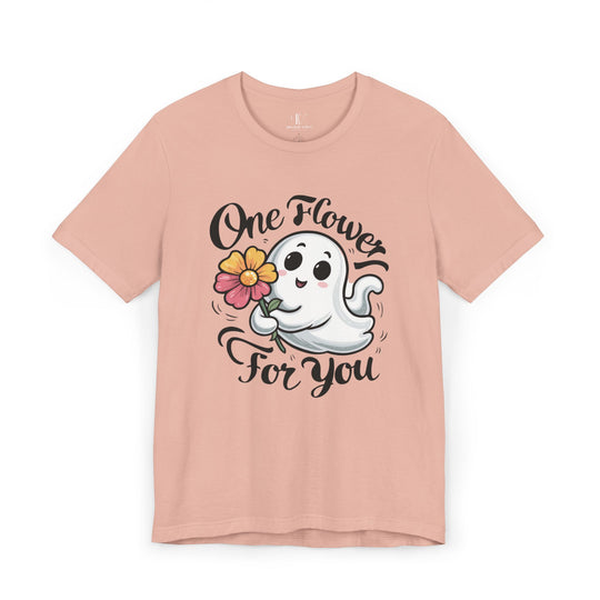 Cute Ghost "One Flower for You" T-Shirt - Spooky Fashion