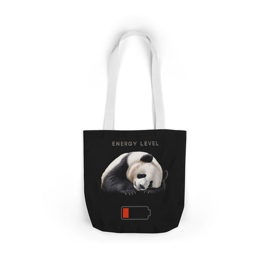 Canvas Tote Bag - Sleeping Panda Energy Level Low Accessories Printify 13" × 13'' White