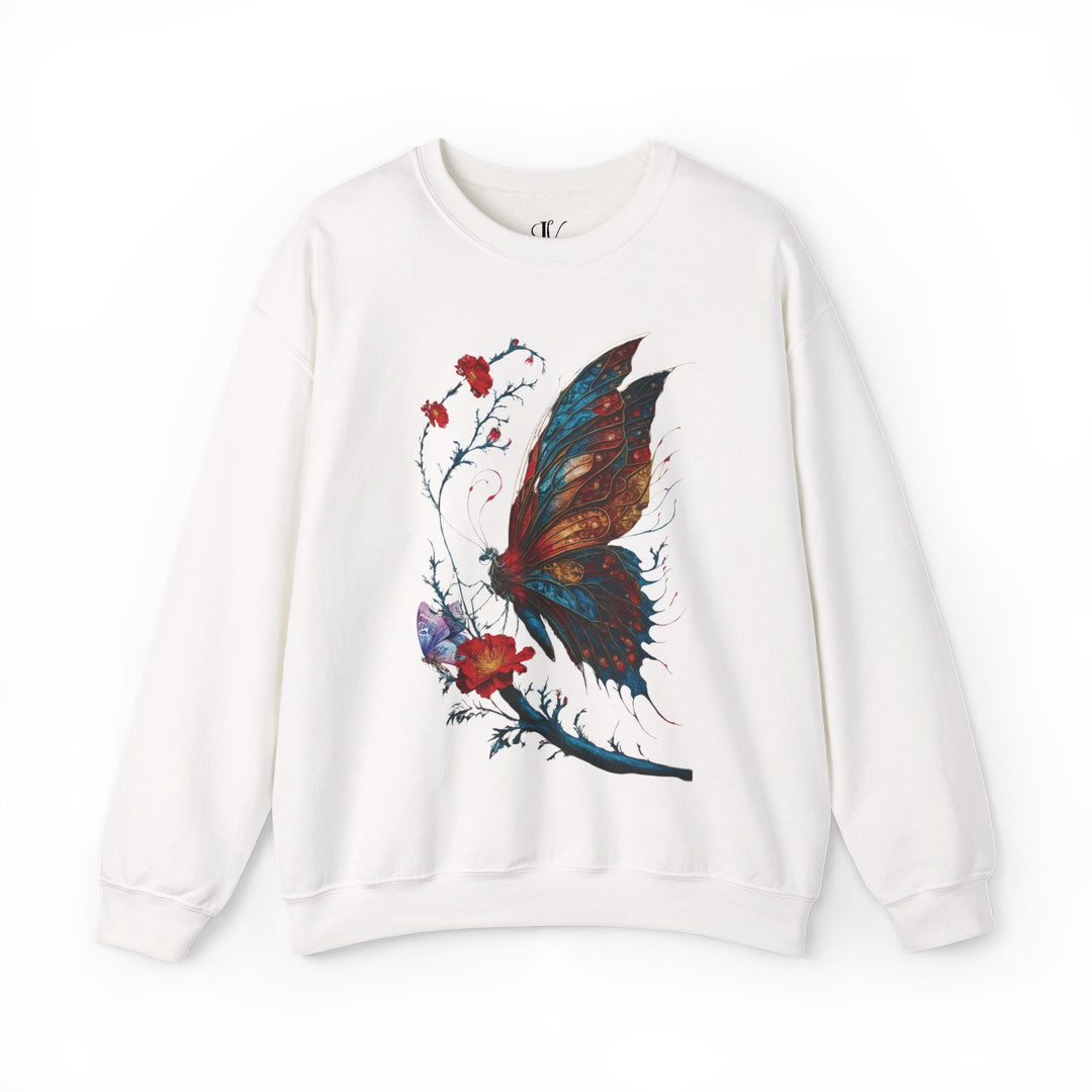 Vintage Butterfly Sweatshirt Sweatshirt Printify S White