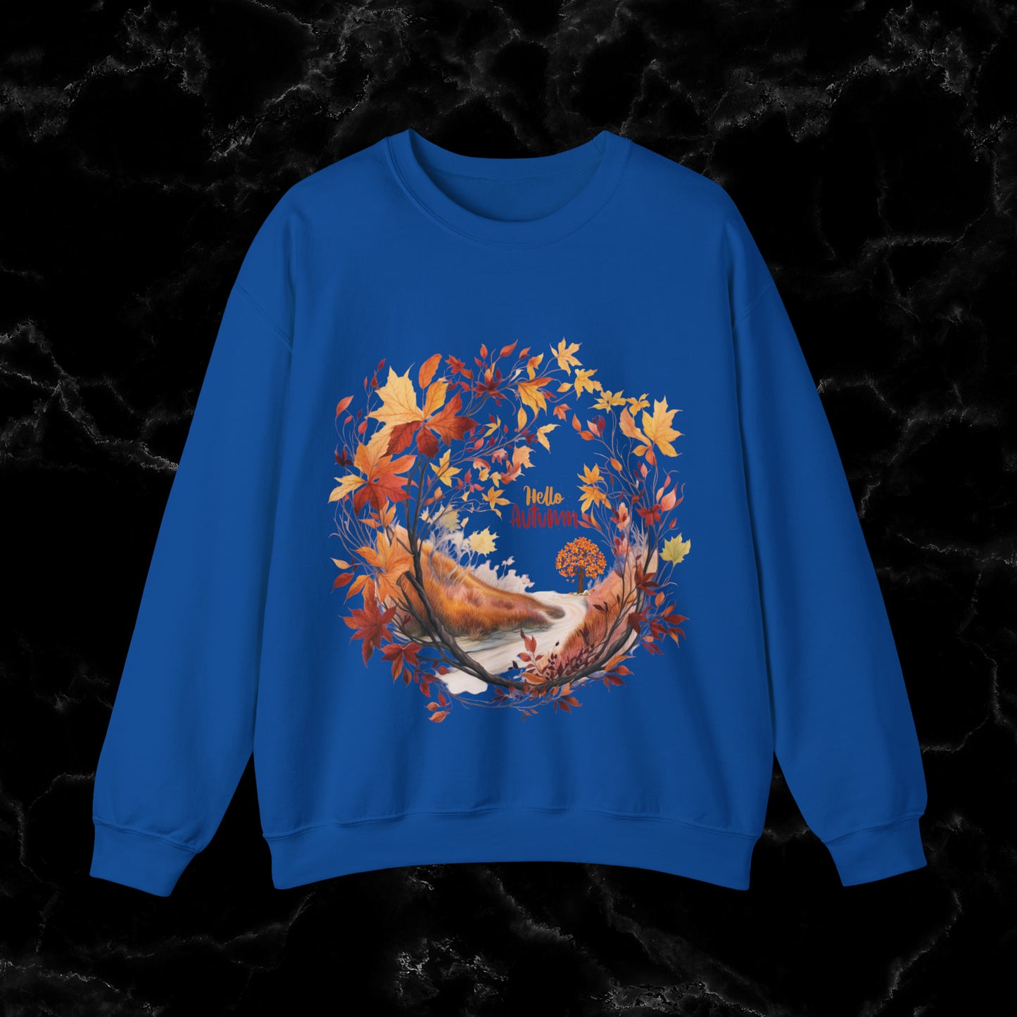 Hello Autumn Sweatshirt | Fall Design | Fall Seasonal Sweatshirt | Beauty Of Autumn Sweatshirt S Royal 