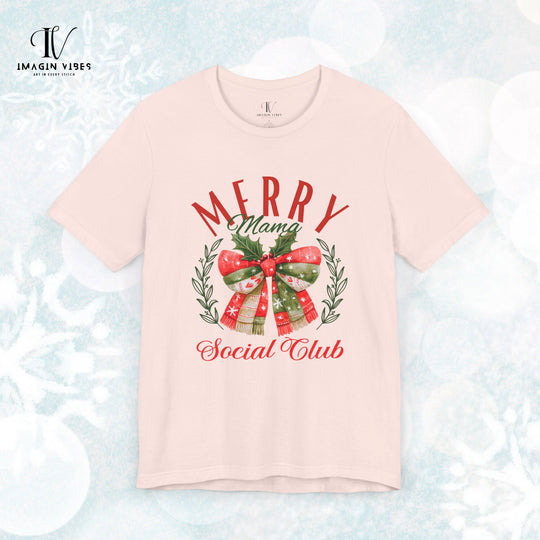 Christmas Unisex Tee - Festive & Feminine 'Merry Mama' Design