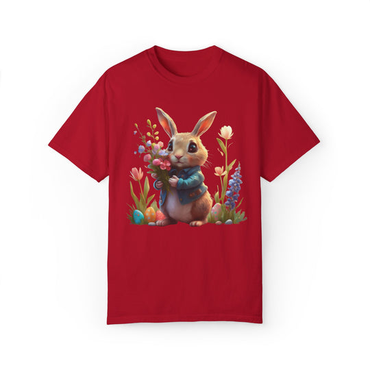 Bunny Bouquet T-shirt - Easter Spring Unisex Tee T-Shirt Printify Red S