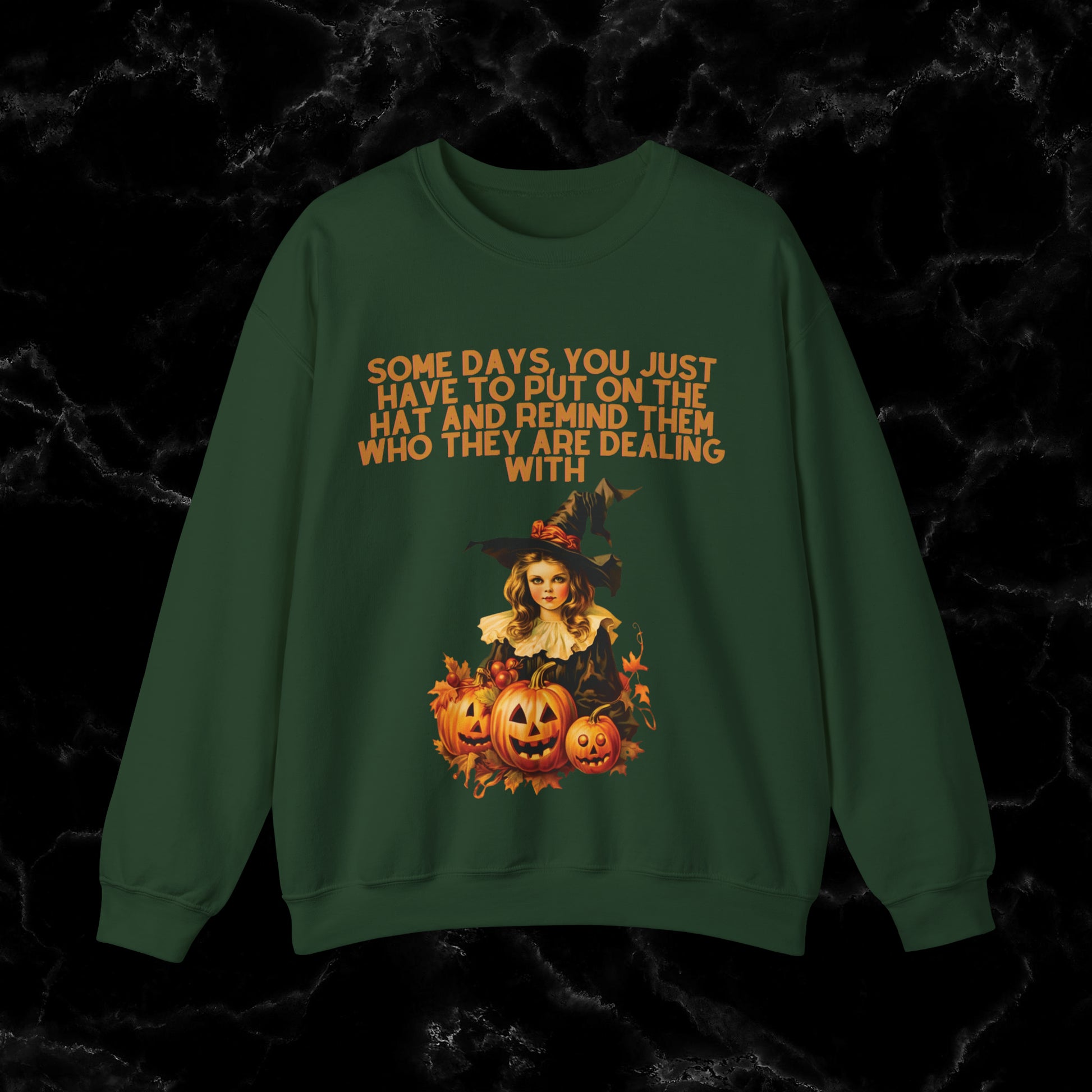 Witchy Vibes with Witch Quote Halloween Sweatshirt - Perfect for Her Sweatshirt S Forest Green 