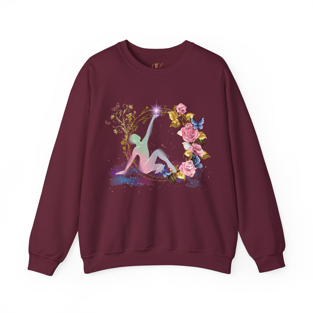 Cosmic Pastel Floral Sweatshirt Sweatshirt Printify S Maroon