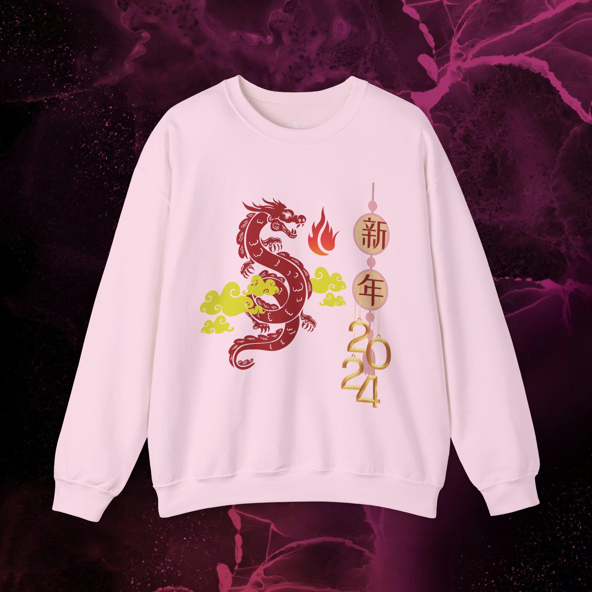 Year of the Dragon Sweatshirt - 2024 Chinese Zodiac Shirt for Lunar New Year Event Sweatshirt S Light Pink 