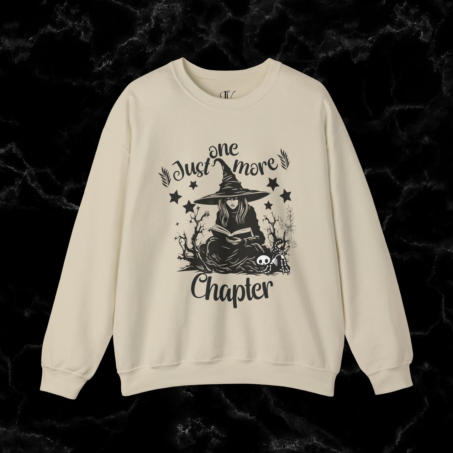 One More Chapter Sweatshirt - Book Lover Gift, Librarian Shirt, Reading Witch - Cozy Sweatshirt for Book Lovers Halloween Sweatshirt S Sand 