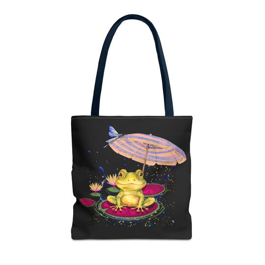 Whimsical Dreamy Frog Tote Bag Bags Printify 16" × 16'' Navy