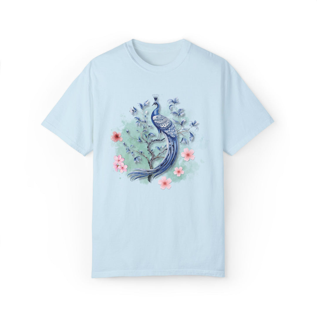 Peacock Floral T-shirt T-Shirt Printify Chambray S