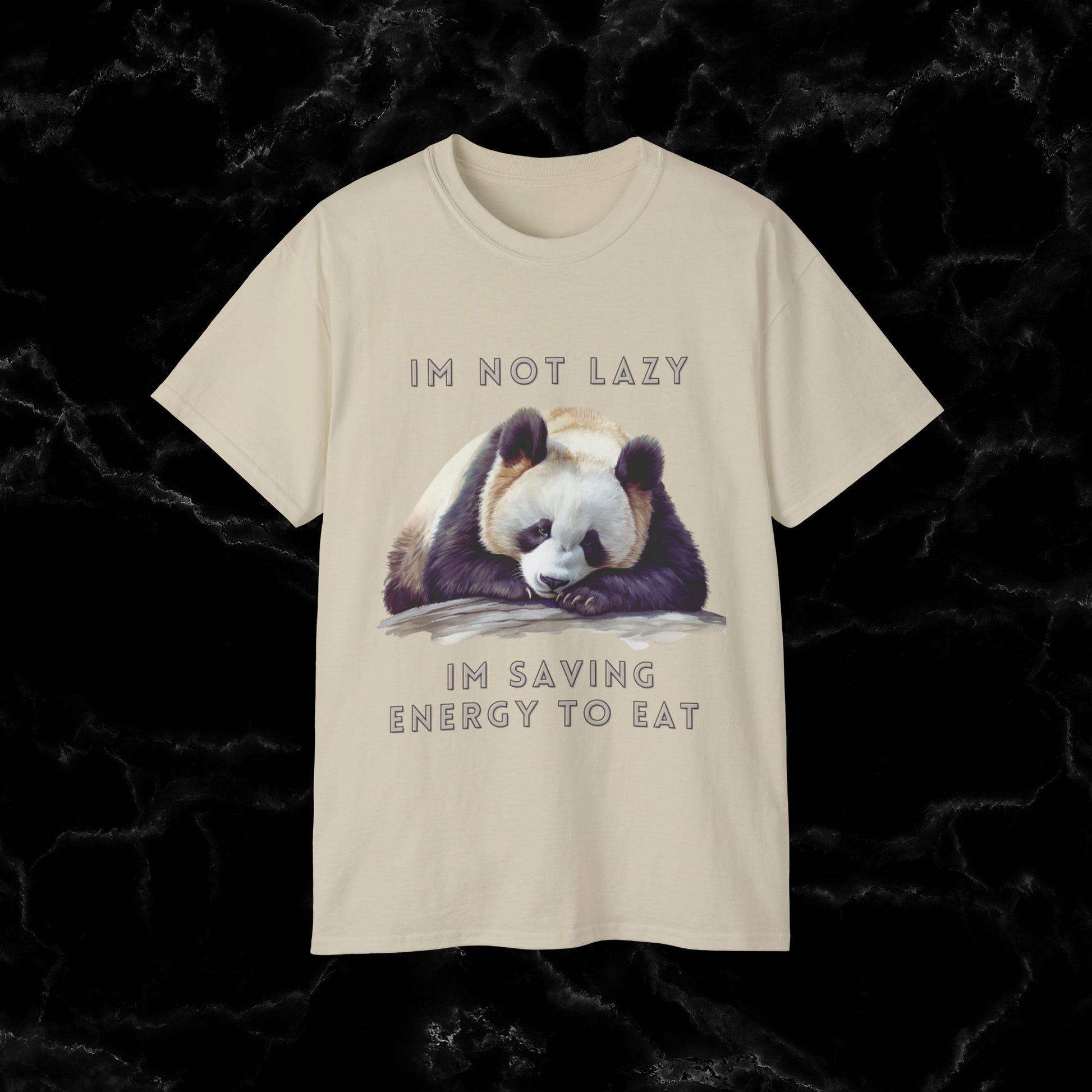 Nap Time Panda Unisex Funny Tee - Hilarious Panda Nap Design - I'm Not Lazy, I'm Saving Energy to Eat T-Shirt Sand M 