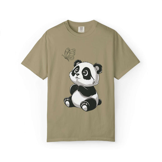 Adorable Panda & Butterfly Tee T-Shirt Printify Khaki S