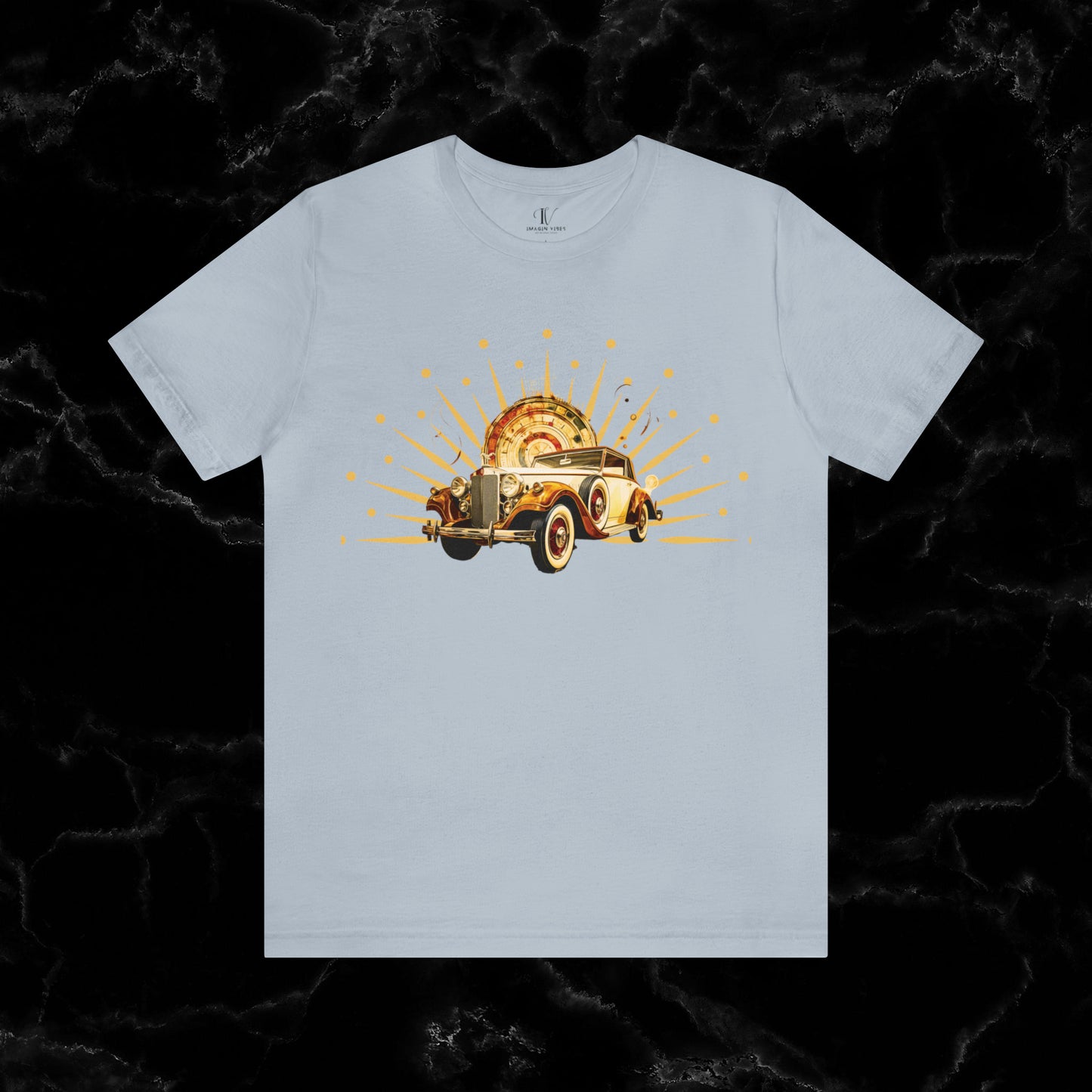 Vintage Car Enthusiast T-Shirt with Classic Wheels and Timeless Appeal Nostalgic T-Shirt Light Blue S 
