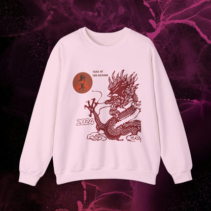 Year of the Dragon Sweatshirt - 2024 Chinese Zodiac Shirt for Lunar New Year Sweatshirt S Light Pink 
