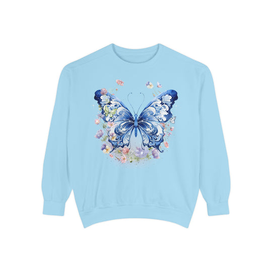 Butterfly Watercolor Unisex Sweatshirt - Ethereal and Artistic Sweatshirt Printify Chambray S