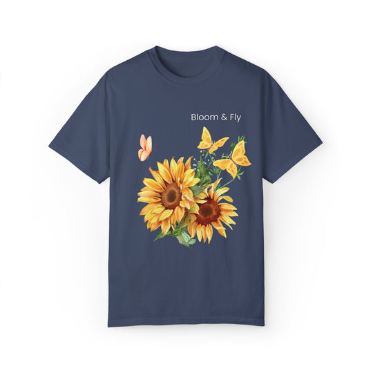 Sunflower T-shirt - Bloom & Fly Nature-Inspired Tee T-Shirt Printify Midnight S