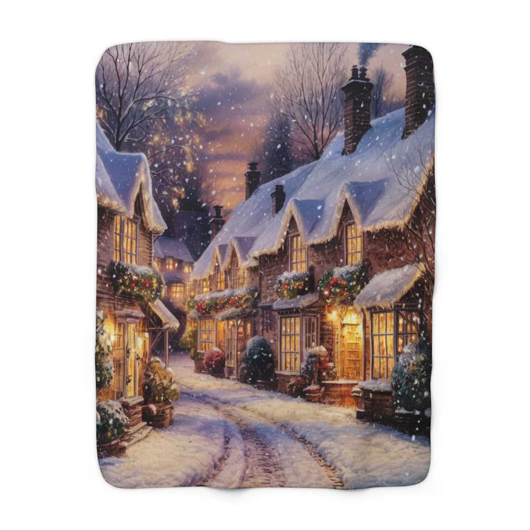 Sherpa Fleece Blanket - Cozy Christmas Village