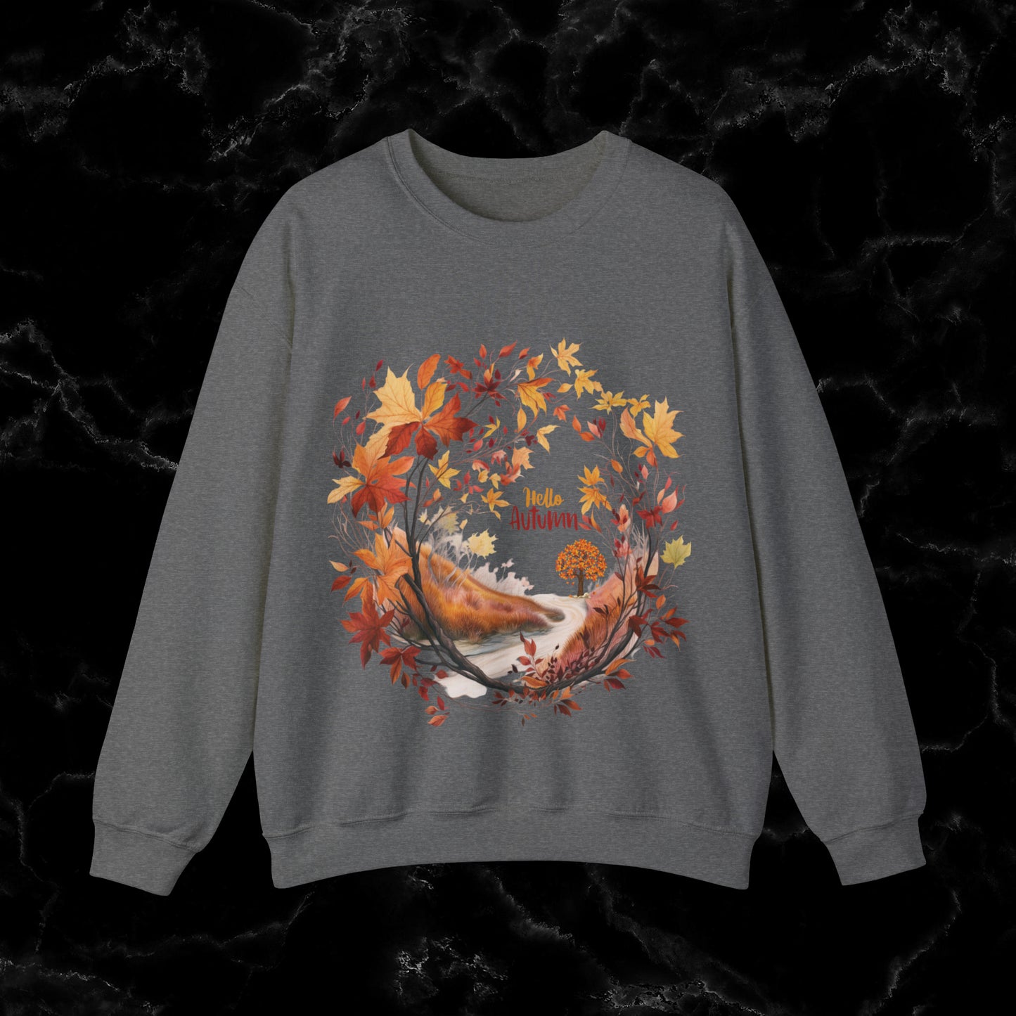 Hello Autumn Sweatshirt | Fall Design | Fall Seasonal Sweatshirt | Autumn Lover Sweatshirt S Graphite Heather 