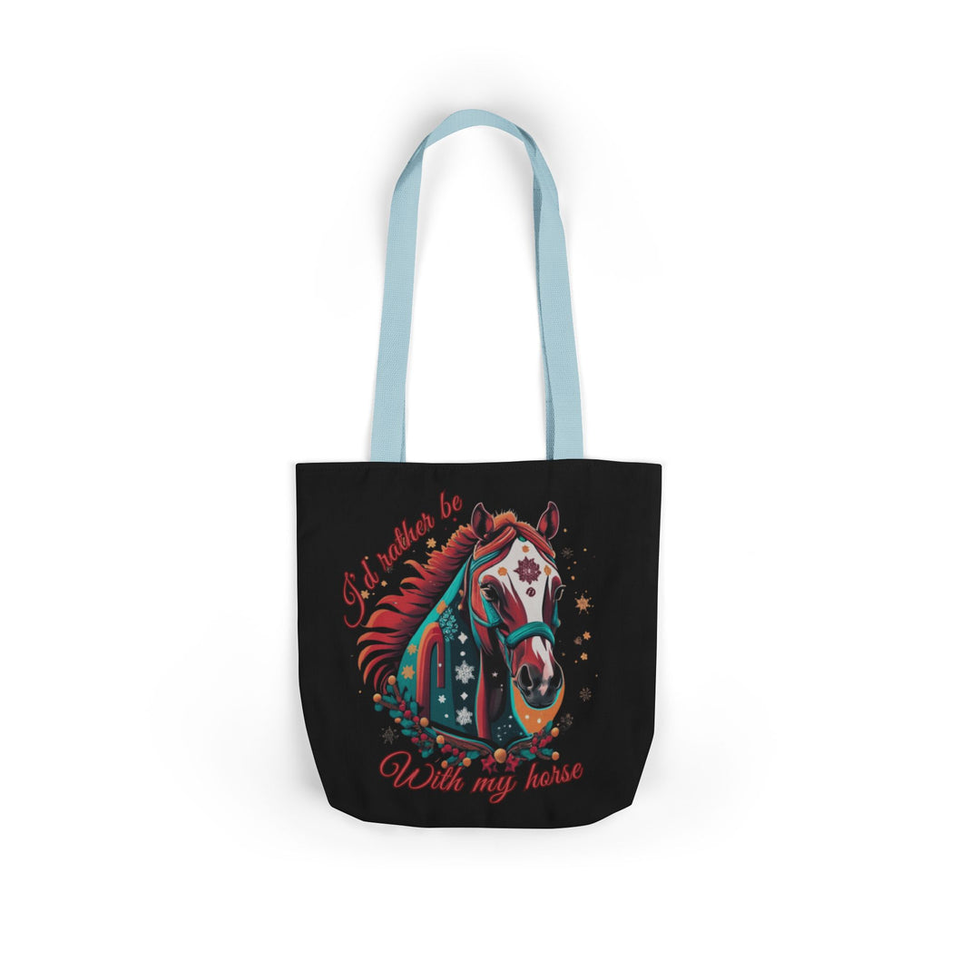 I'd Rather Be With My Horse Christmas Tote Bag Accessories Printify 13" × 13'' Light blue