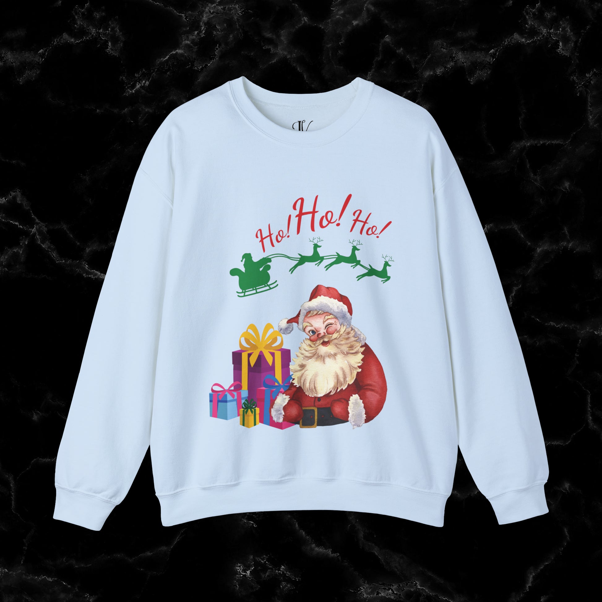 Retro Santa Sweatshirt - Vintage Christmas Fashion for Holiday Cheer Sweatshirt S Light Blue 