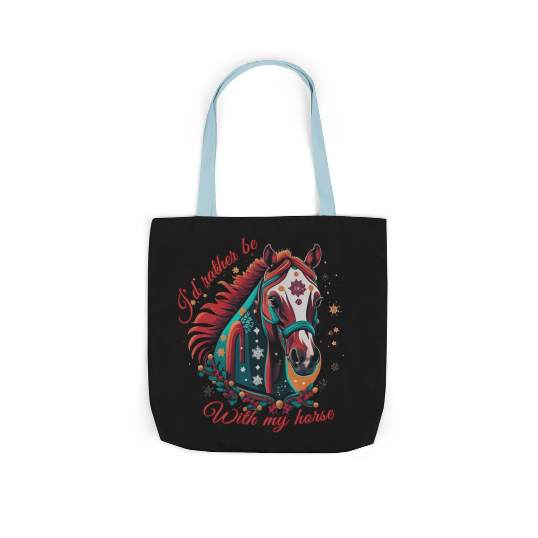 I'd Rather Be With My Horse Christmas Tote Bag Accessories Printify 18" × 18'' Light blue