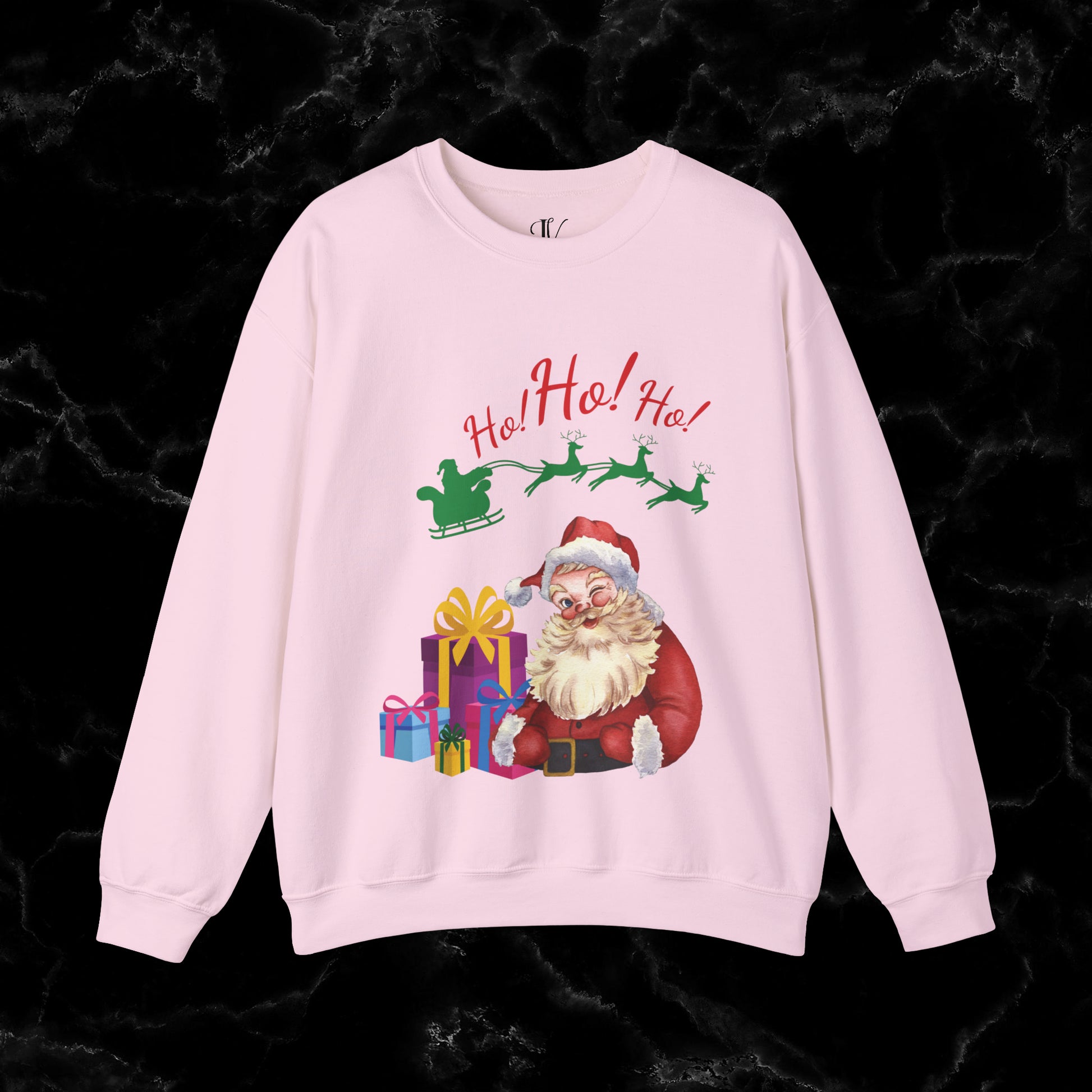 Retro Santa Sweatshirt - Vintage Christmas Fashion for Holiday Cheer Sweatshirt S Light Pink 