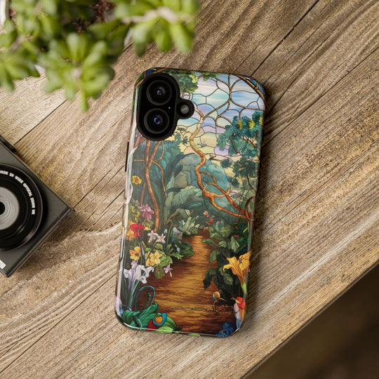 Phone Case - Stained Glass Garden Scene Phone Case Printify