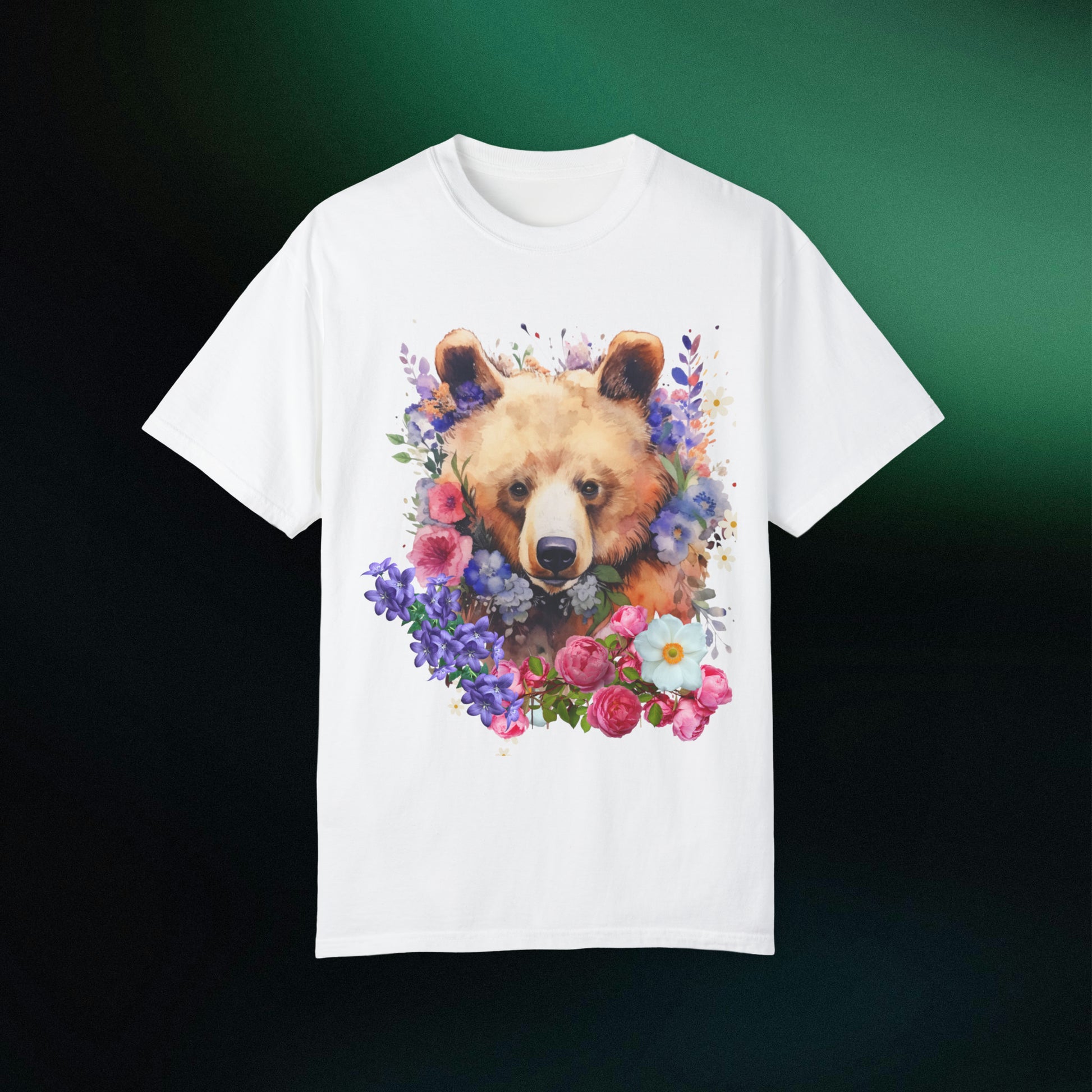 Floral Bear Shirt, Bear Shirt, Floral Bear Tee, Flower Bear Shirt, Animal Lover Tee, Bear Shirt, Bear Lover Gift, Wildlife Animals Tee T-Shirt White S 