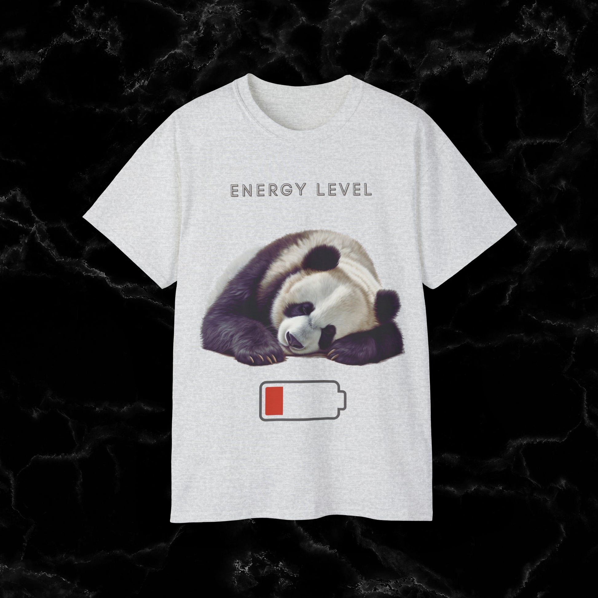 Nap Time Panda Unisex Funny Tee - Hilarious Panda Nap Design - Energy Level T-Shirt Ash S 