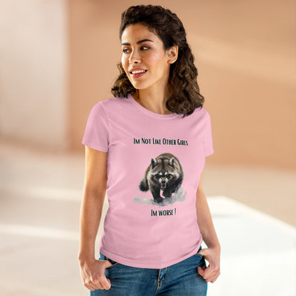 Funny Angry Raccoon T-Shirt | Im Not Like Other Girls T-Shirt Light Pink S 