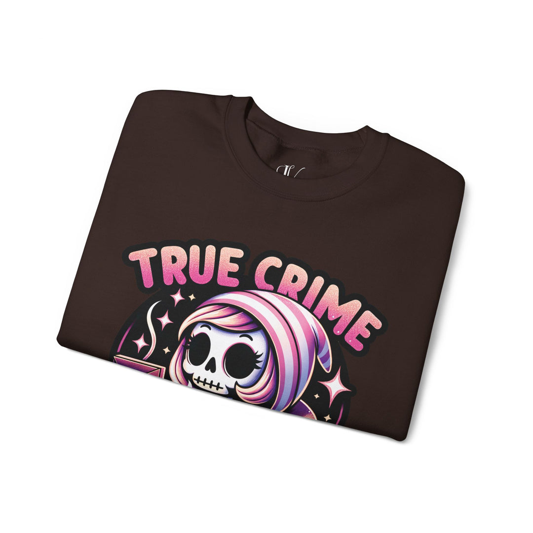 True Crime and Coffee: Skeleton Sweatshirt Sweatshirt Printify