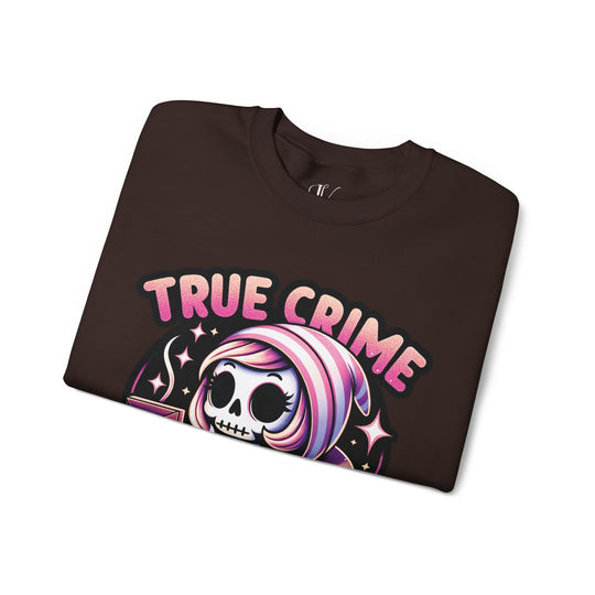 True Crime and Coffee: Skeleton Sweatshirt Sweatshirt Printify