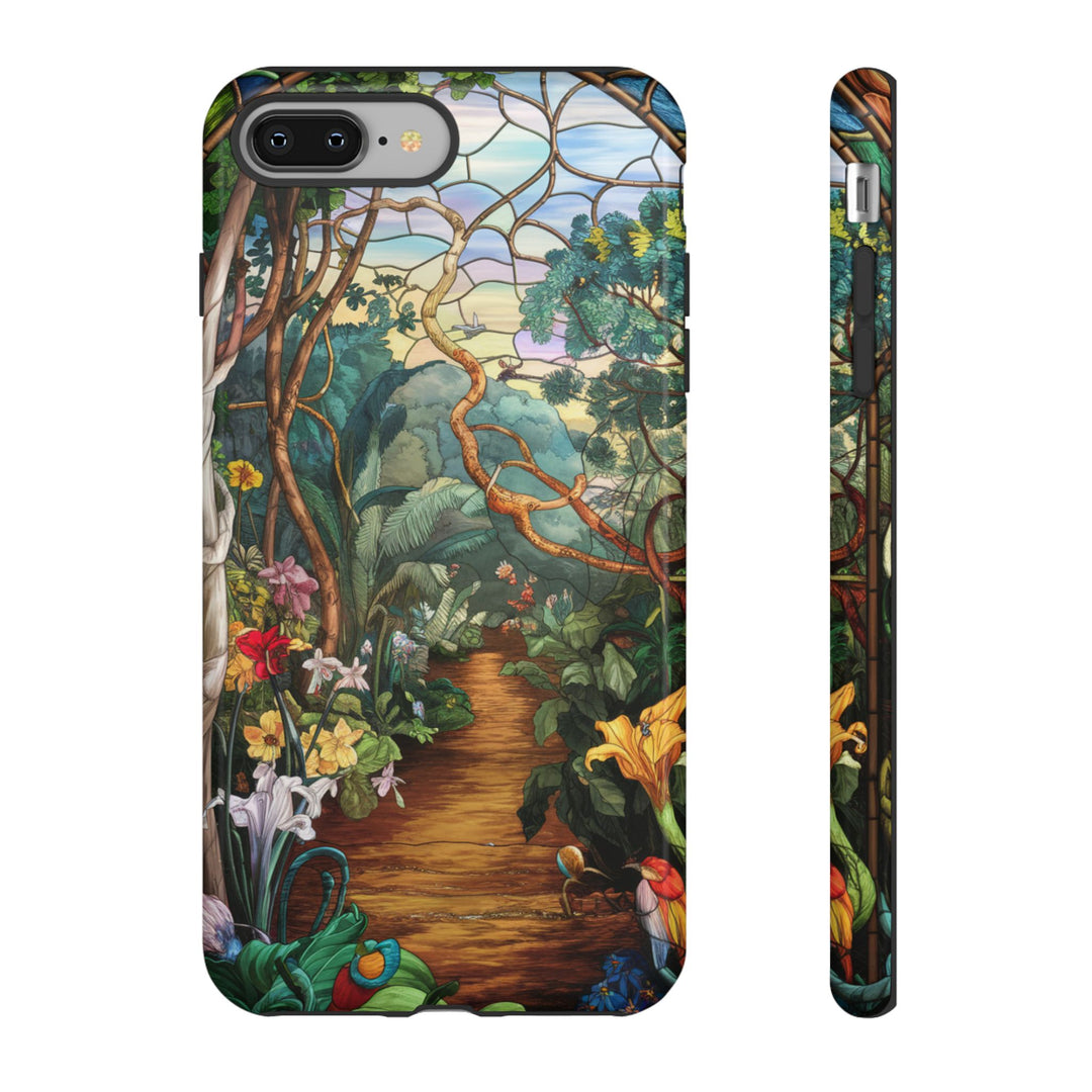 Phone Case - Stained Glass Garden Scene Phone Case Printify