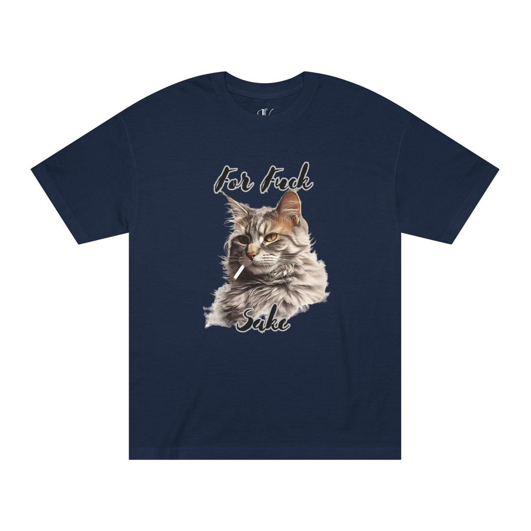 Cat Smoking For Fuck Sake Unisex Classic Tee T-Shirt Printify Navy S