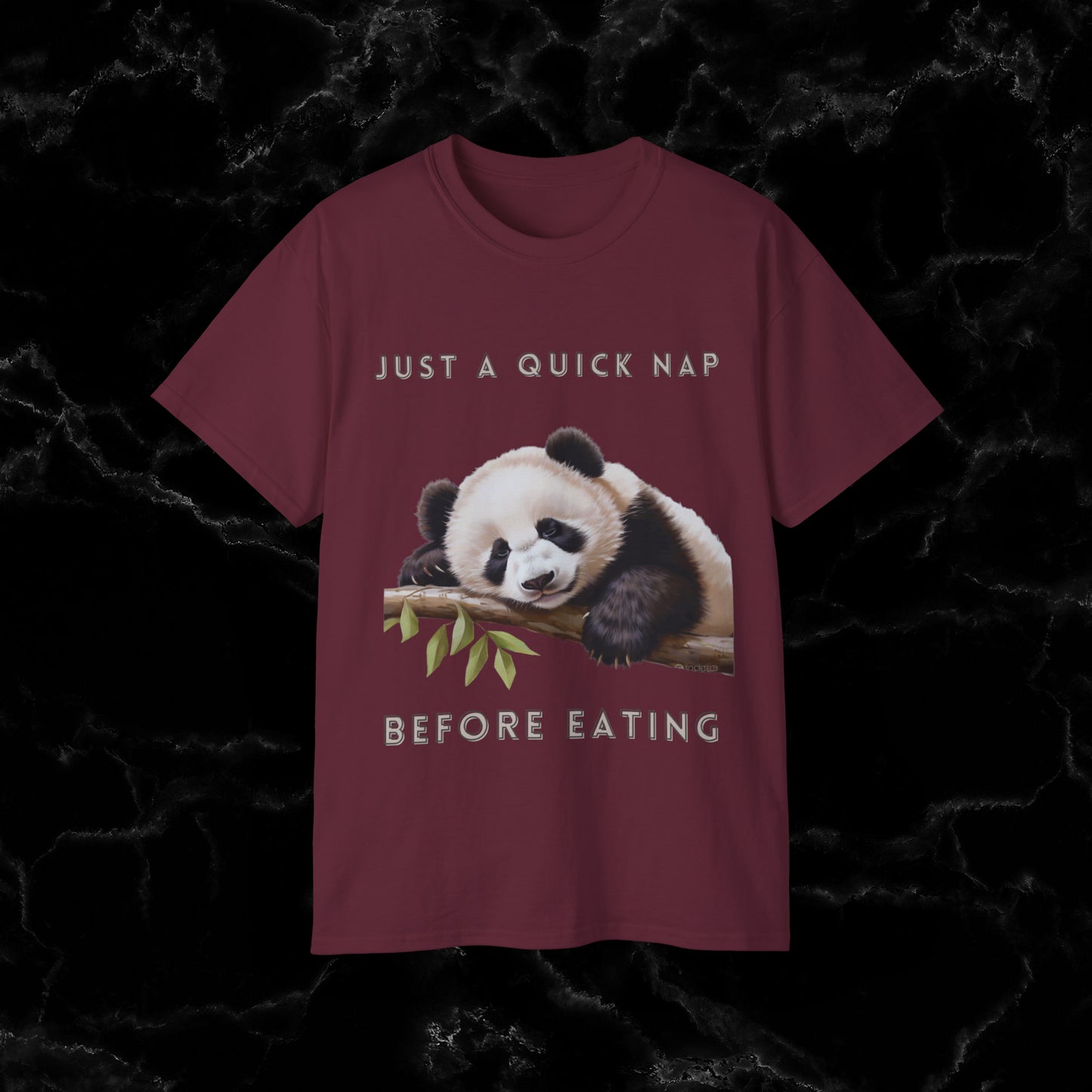 Nap Time Panda Unisex Funny Tee - Hilarious Panda Nap Design - Just a Quick Nap Before Eating T-Shirt Maroon S 