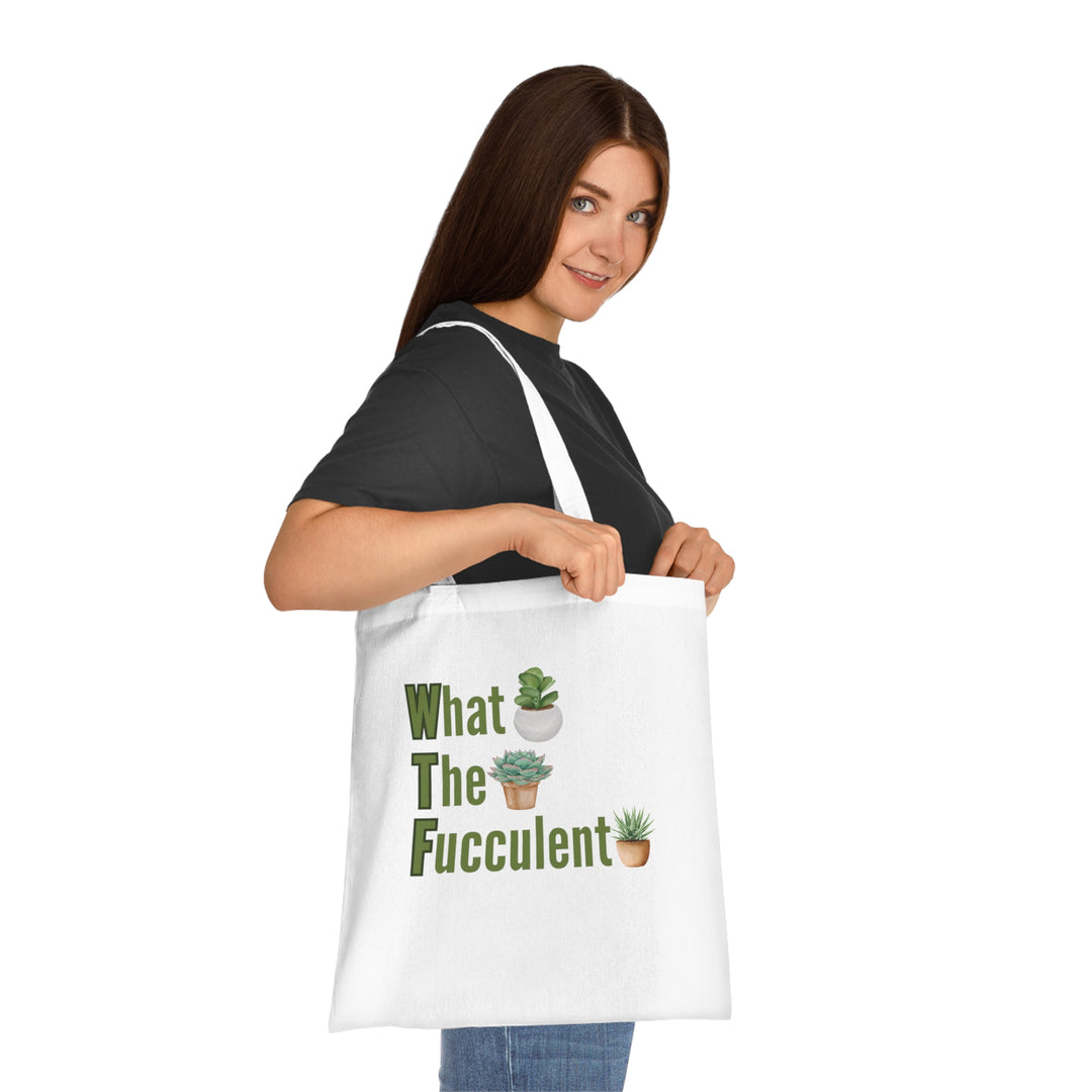 Funny Cotton Tote Bag - What The Fucculent - Gardening Pun Bags Printify