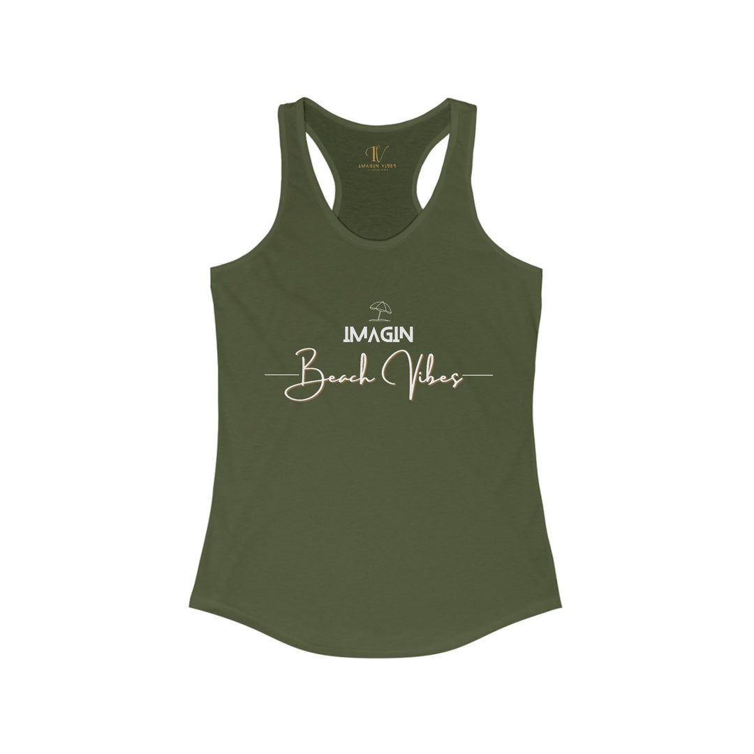 Racerback Tank Imagin Beach Vibes Women's Tank Top Printify XS Solid Military Green