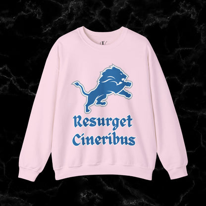 Resurget Cineribus Unisex Crewneck Sweatshirt - Latin Inspirational Gifts for Detroit Sports Football Fans Sweatshirt S Light Pink 