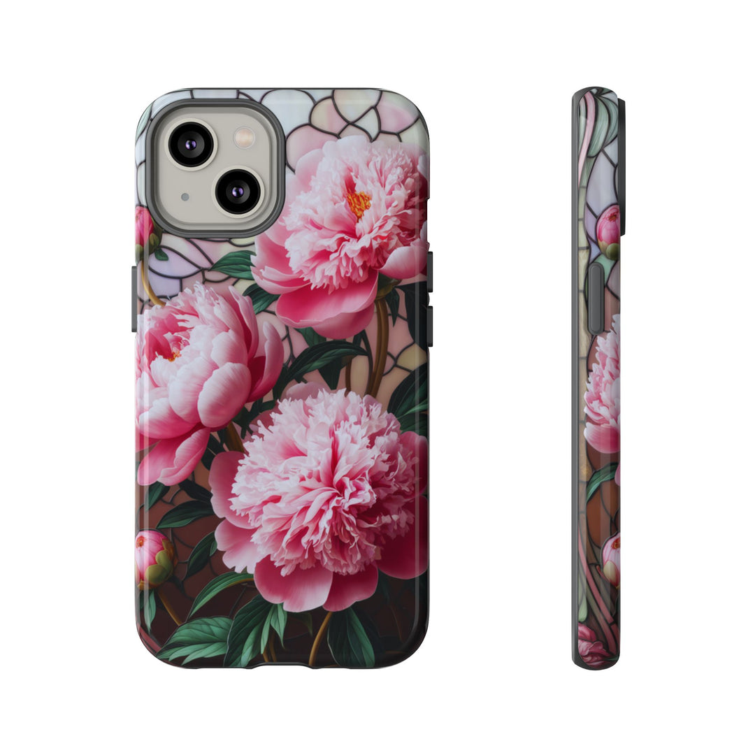 Phone Case Art Deco Pink Peonies Phone Case Printify iPhone 14 Glossy