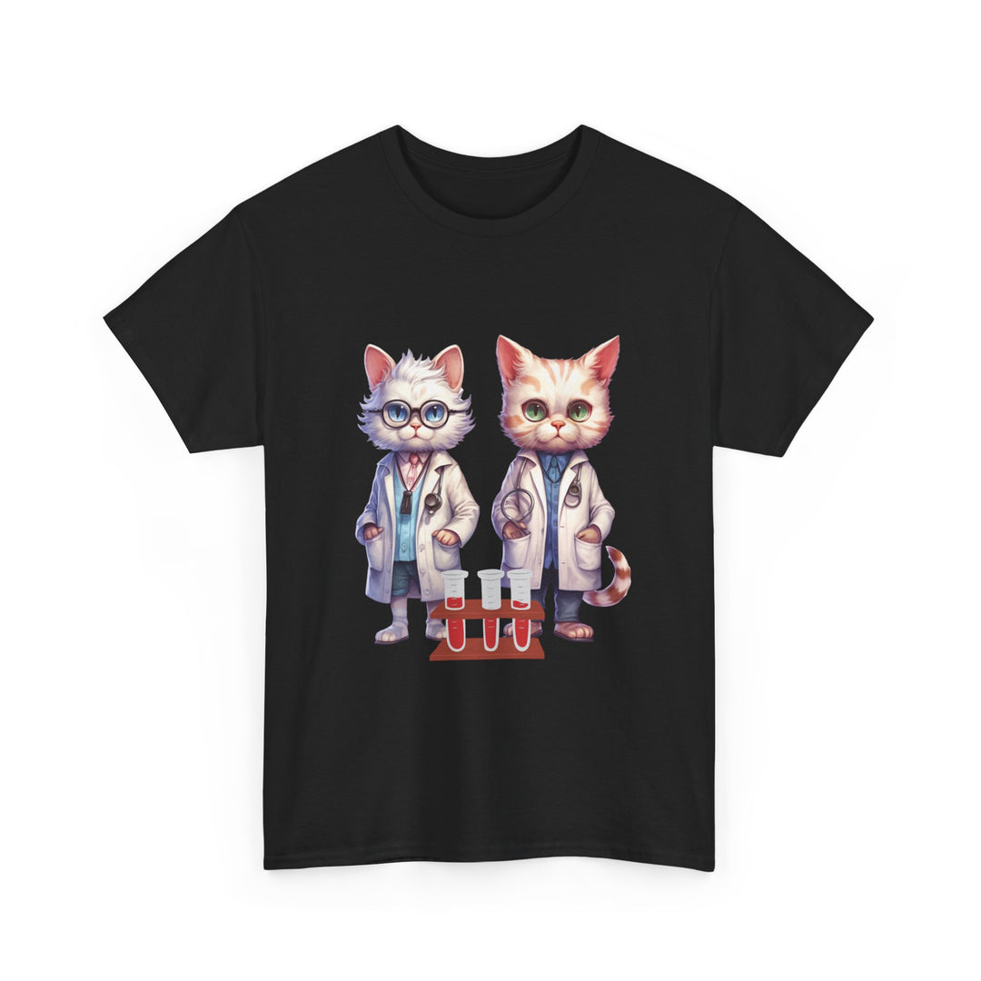 Cat Scientist Tee T-Shirt Printify Black S