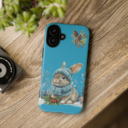 Phone Case - Winter Bunny with Hat and Scarf Phone Case Printify iPhone 16 Plus Matte