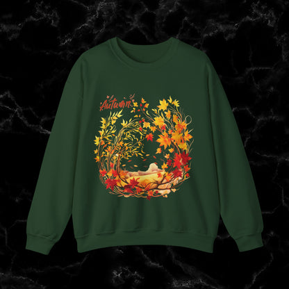 Autumn Sweatshirt | Fall Design | Fall Seasonal Sweatshirt | Autumn Lover Gift Sweatshirt S Forest Green 
