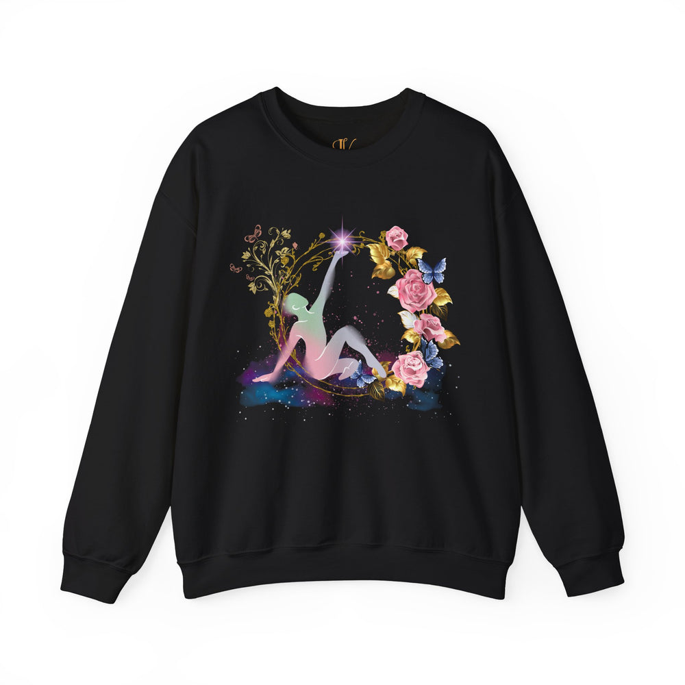 Cosmic Pastel Floral Sweatshirt Sweatshirt Printify S Black