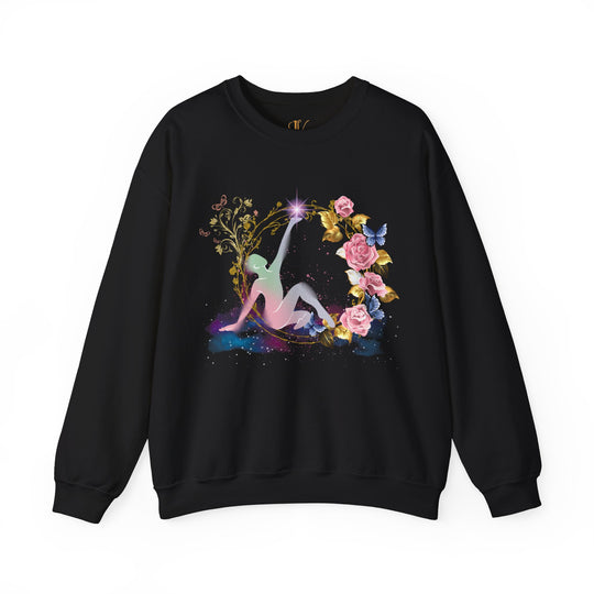 Cosmic Pastel Floral Sweatshirt Sweatshirt Printify S Black