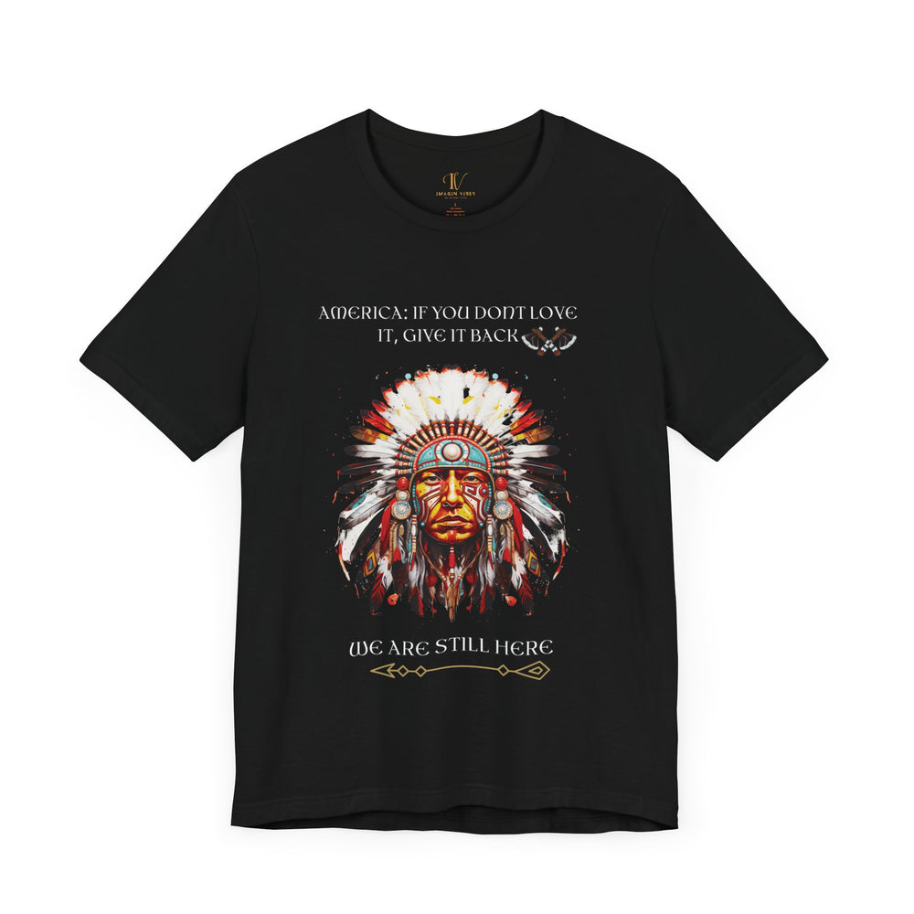 Graphic Tee: Political Native American Portrait T-Shirt Printify Black S