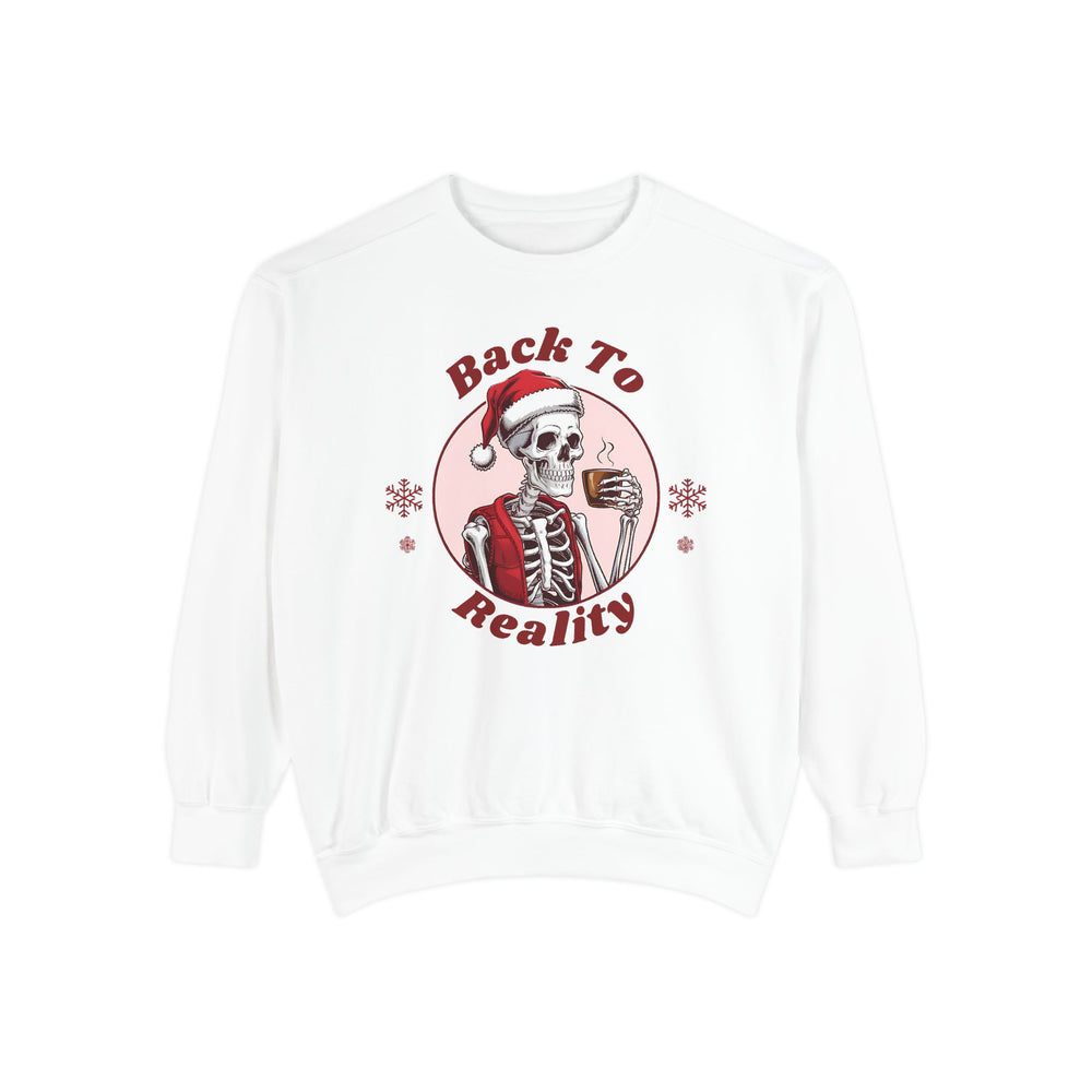 Skeleton Coffee Break Sweatshirt - Back To Reality Sweatshirt Printify White S