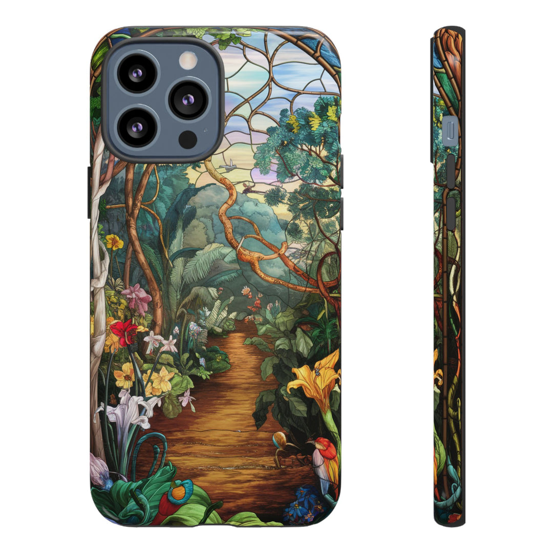 Phone Case - Stained Glass Garden Scene Phone Case Printify iPhone 13 Pro Max Glossy