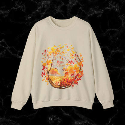 Hello Autumn Sweatshirt | Fall Design | Fall Seasonal Sweatshirt | Autumn Design Sweatshirt S Sand 