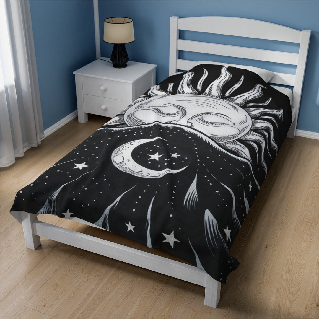 Velveteen Plush Blanket - Sun and Moon All Over Prints Printify